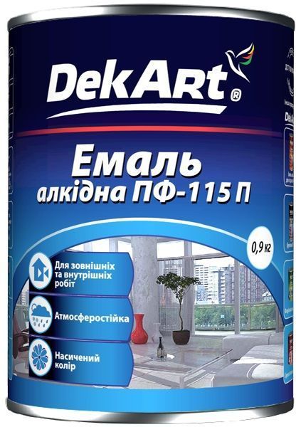 Емаль DekArt алкідна ПФ-115П яскраво-зелений глянець 0,9кг
