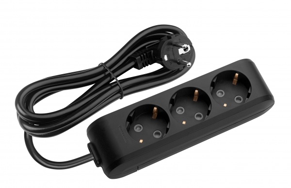 Удлинитель Panasonic X-tendia с заземлением 3 гн. черный 2 м 480800109 