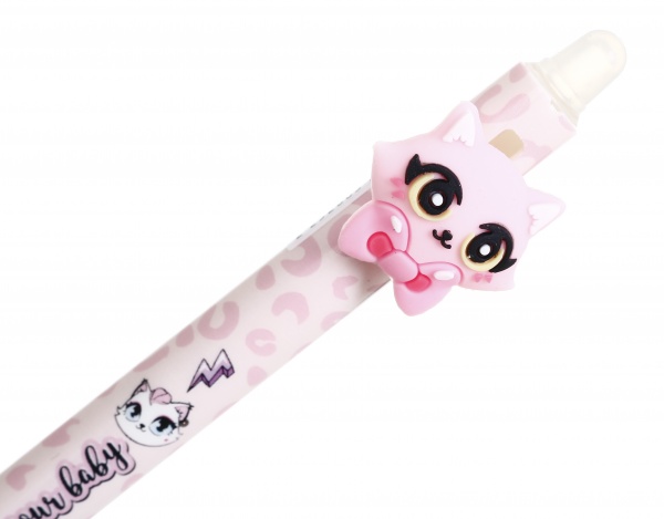 Ручка гелева напиши-зітри миле кошеня фіолетова 