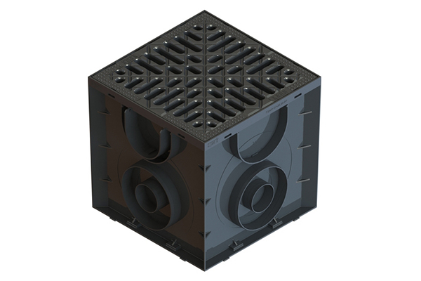 Дощоприймач Vodaland пластиковий Easy 250х250 з решіткою пластиковою щілинною чорного кольору без корзини