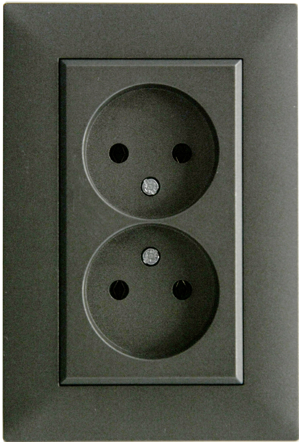 Розетка двойная без заземления Makel Rizz IP20 дымчатый 88050017