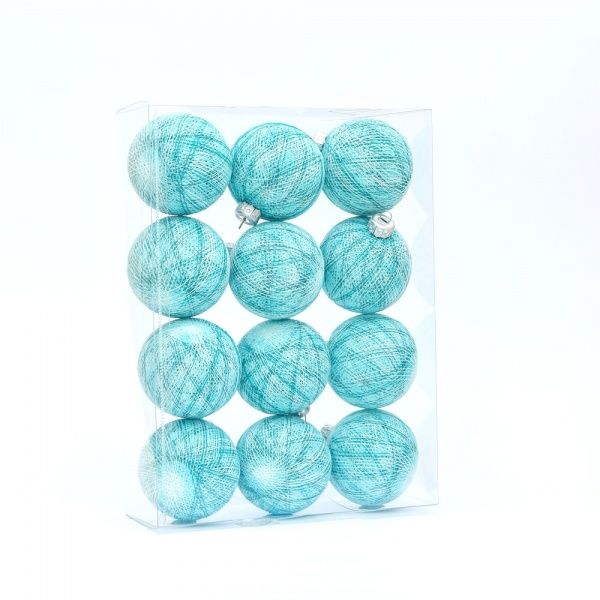 Іграшка на ялинку Котонові кульки 12 шт. Mix aqua d80 мм 8 см 12 шт./уп. 