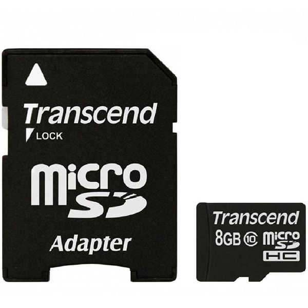 Карта памяти Transcend microSDHC 8 GB Class 10 + SD adapter