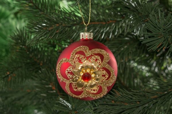 Шар стеклянный Цветок d80 JF151464 красный