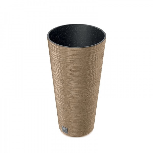 Горшок для цветов Prosperplast Furu Eco Wood 250 мм высокий с вкладышем бежевый круглый (57383-4665) 