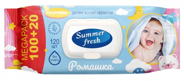 Детские влажные салфетки Naturelle Summer Fresh ромашка 120 шт.