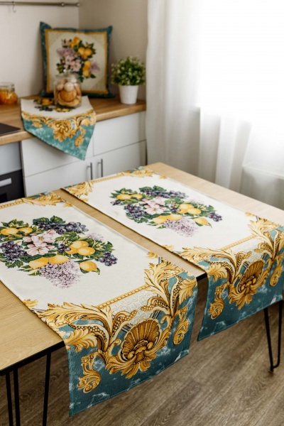 Дорожка (раннер) Verna 35x100 см бежевый с золотым Прованс 