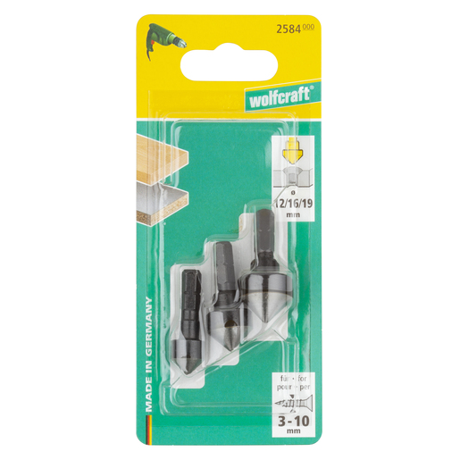 Набір зенківок по дереву Wolfcraft конусних 3 шт. 2584000
