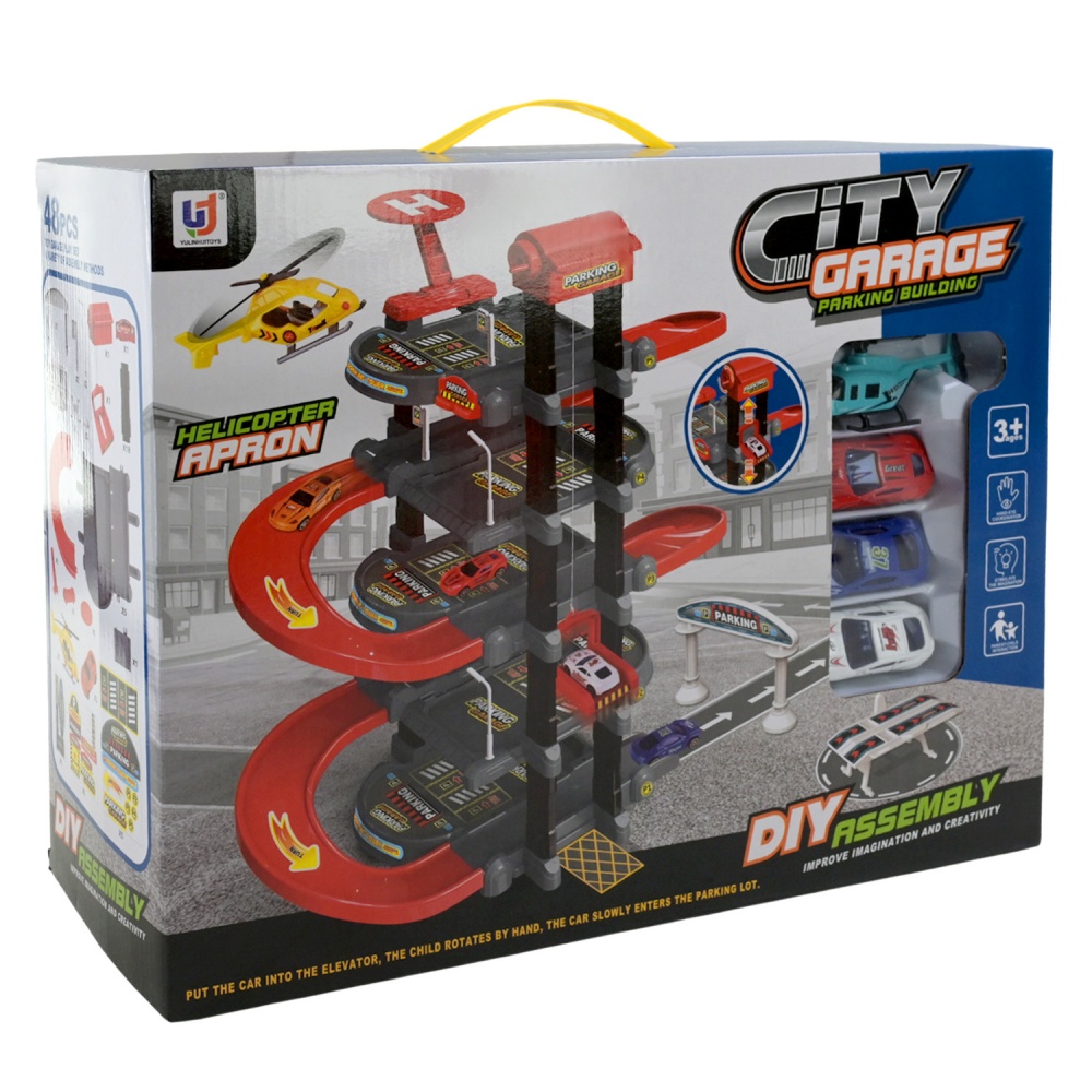 Игровой набор Shantou Паркинг с машинками и вертолетом 731
