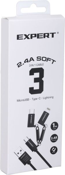Кабель Expert Power Lightning – USBUSB Type-C – USBUSB – microUSB 1 м черный (EC-D01MLCBK) 3-в-1