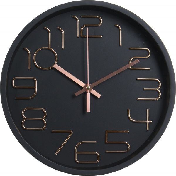 Годинник настінний Moment чорний із золотими цифрами 30 см