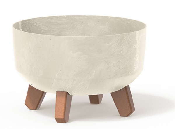 Горшок для цветов PRP Gracia Low Beton Effect 240 мм низкий на ножках крем круглый (71884-700) 