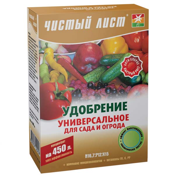 Удобрение кристаллическое Чистый лист Универсальное для сада и огорода 300 г