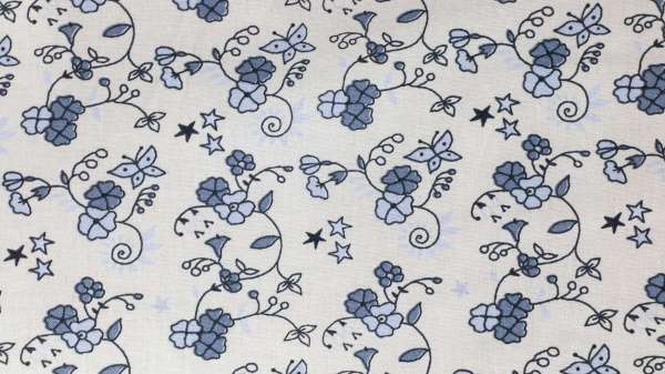 Простирадло Квіти на резинці 160x200 см синій Прованс 