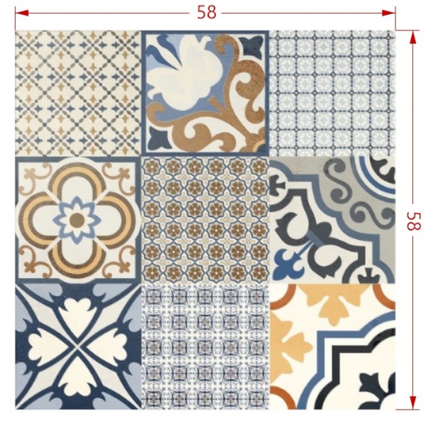 Плитка El Molino Логос Джет Азул 58x58 