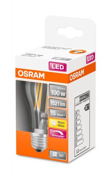 Лампа светодиодная Osram Retrofit Classic A Dim 12 Вт A70 прозрачная E27 220 В 2700 К 