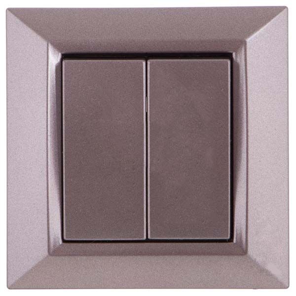 Выключатель двухклавишный UP! (Underprice) Vesta без подсветки 10 А 220-250В серый металлик