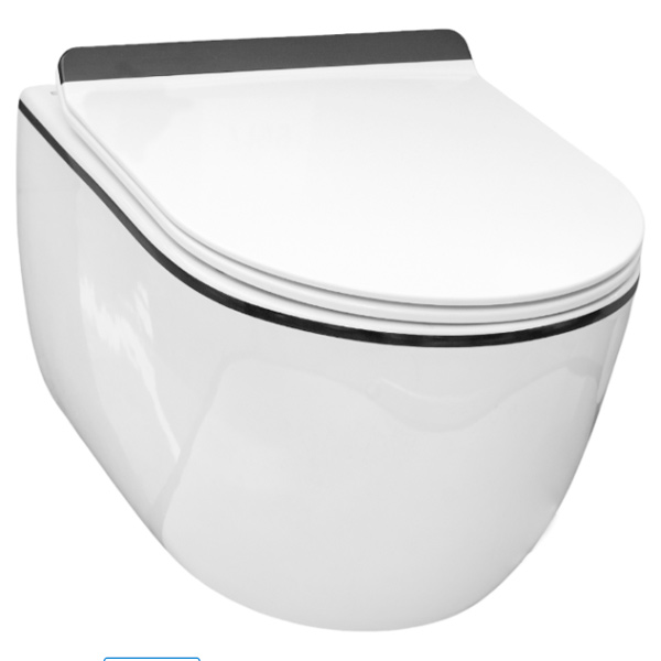 Унитаз подвесной EGO BLACK LINE Rimless сидения Duroplast SLIM soft-close