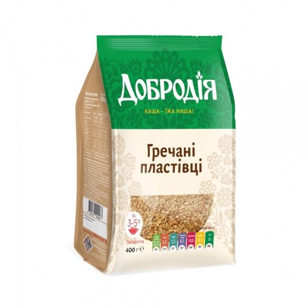 Пластівці Добродія гречані 400г п/ет 