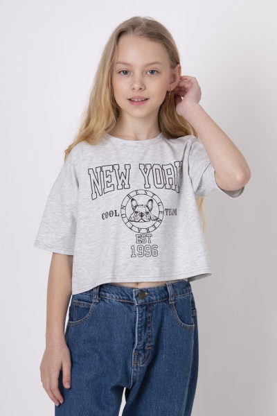 Футболка для дівчаток Mevis р.140 сірий 10596 