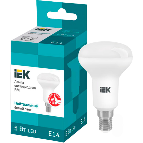 Лампа светодиодная IEK ECO 5 Вт R50 матовая E14 220 В 4000 К 
