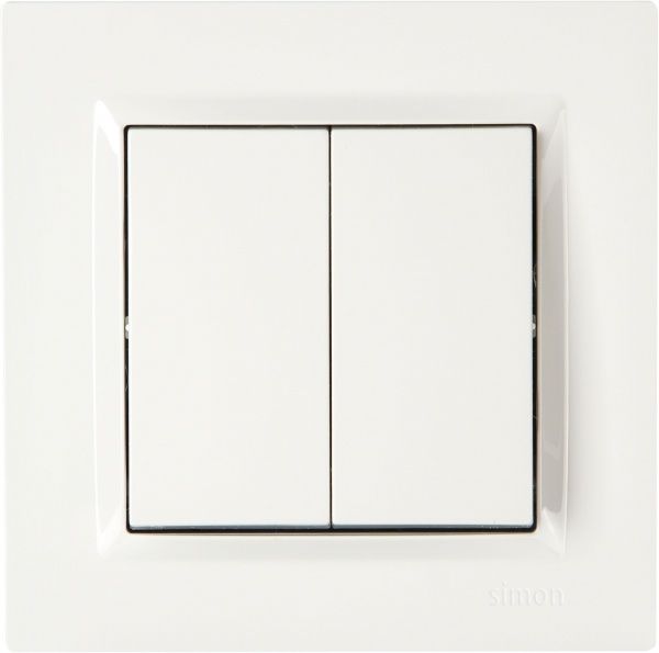 Выключатель двухклавишный Simon 10 без подсветки 10 А 250В белый CW5.01/11