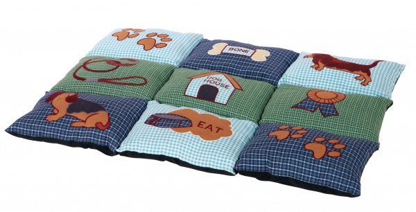 Матрац Trixie з наповнювачем із флісу Patchwork блакитний/зелений з собачками