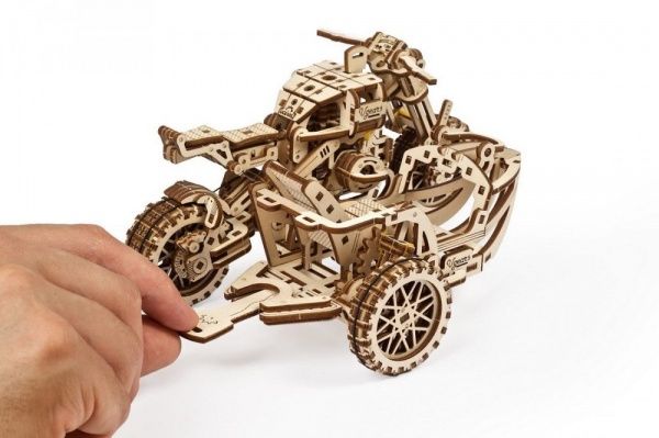 Дерев'яний 3D-конструктор UGEARS Мотоцикл Scrambler UGR-10 з коляскою