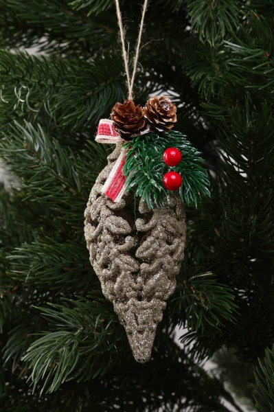 Декоративна підвіска Бурулька з декором 15x6 см HF20Y2-08 золотий