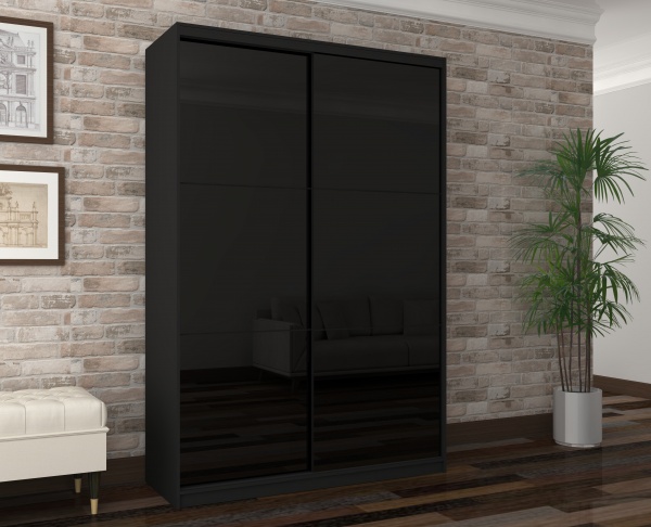 Шкаф-купе SLIM Viskonta ДСП 1,6 м 1600x550x2400 мм черный двери / стекло