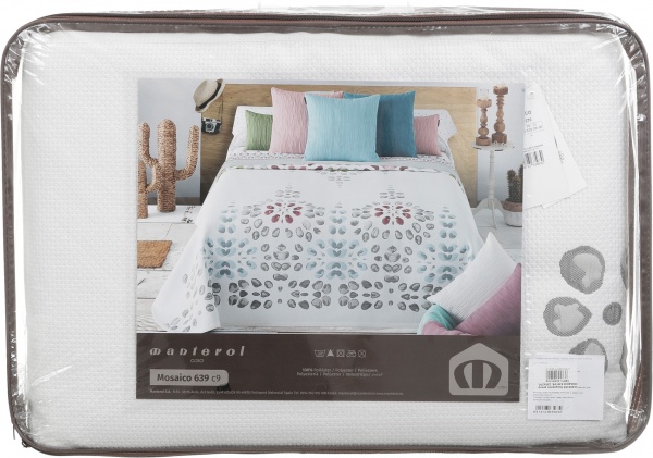 Покрывало MOSAICO 639/09 235x270 см Manterol белый с рисунком 