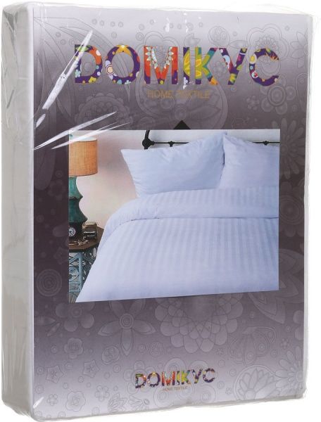 Комплект постільної білизни Страйп-сатін євро білий Domikus 