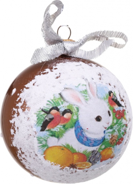 Шар новогодний Символ года-декупаж d 80 мм в ассортименте