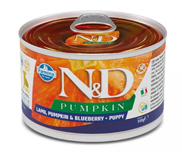 Консерва для малих порід Farmina N&D Grain Free PUMPKIN LAMB PUPPY MINI з гарбузом/чорницею з ягням 140 г