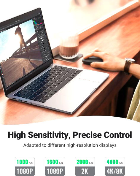 Мишка бездротова UGREEN MU001 Portable Wireless Mouse black (90372) 