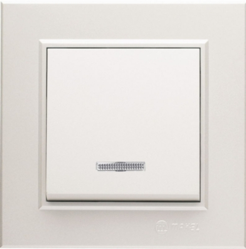 Выключатель одноклавишный Makel Karea с подсветкой жемчуг 56100021