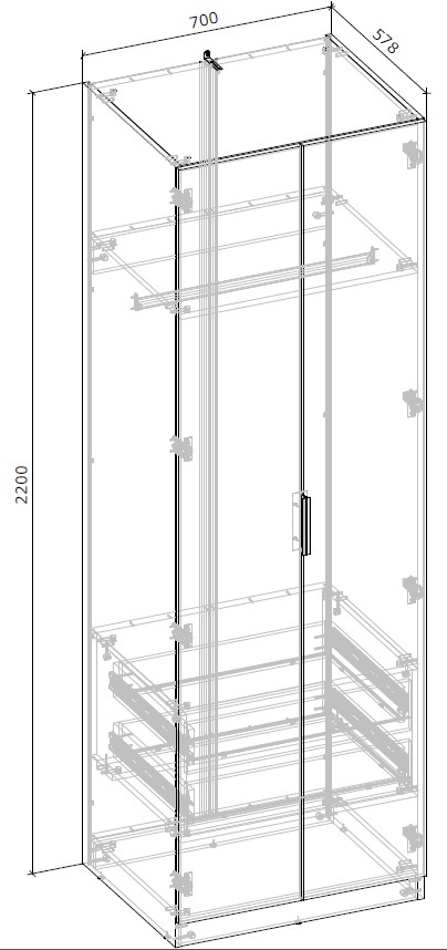 Шафа Грейд Асті Модуль-3 2200х700х578 мм німфея альба / німфея альба