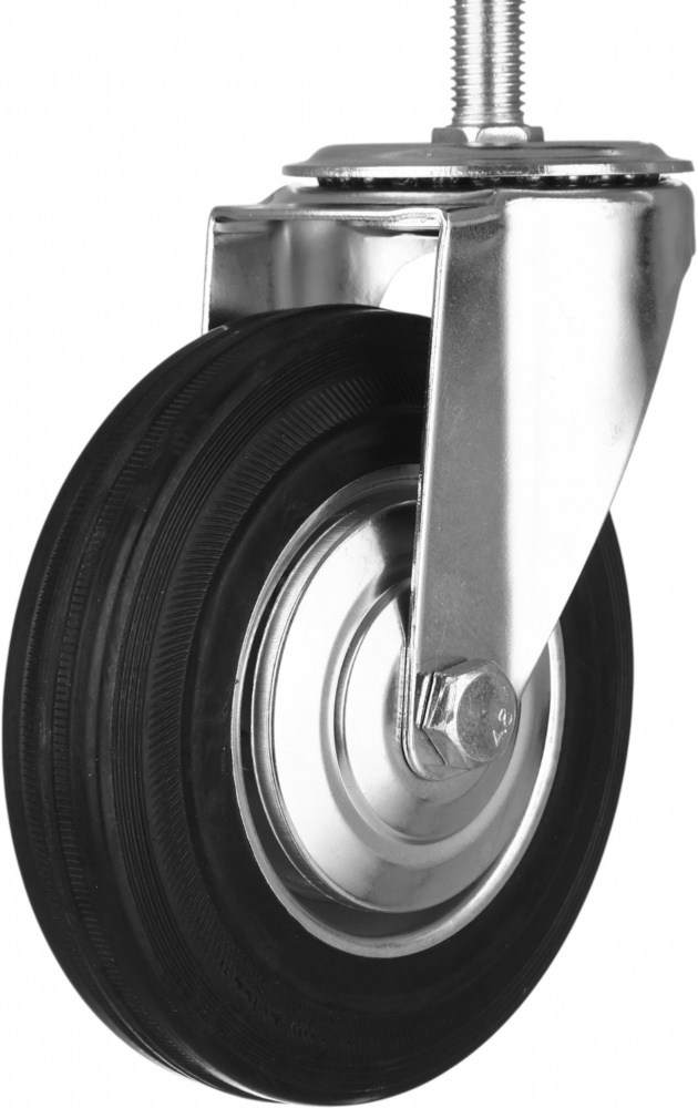 Колесо d160 мм резиновое поворотное с резьбовым штырем M16