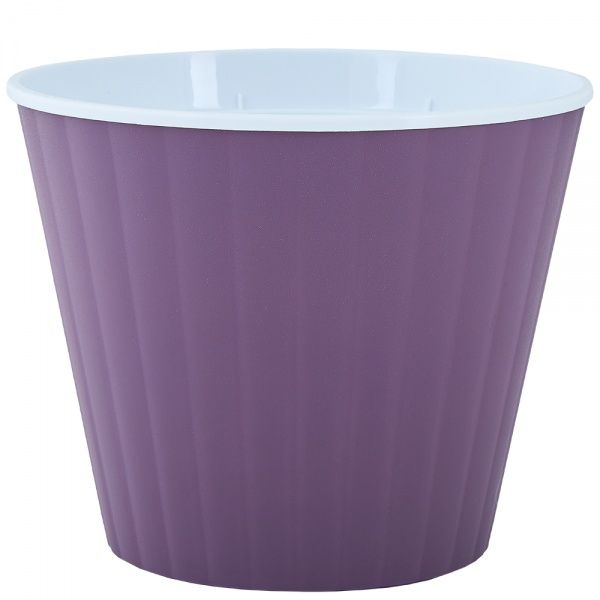 Горщик пластиковий Алеана Ібіс з подвійним дном круглий фіолетовий/білий (114032) 