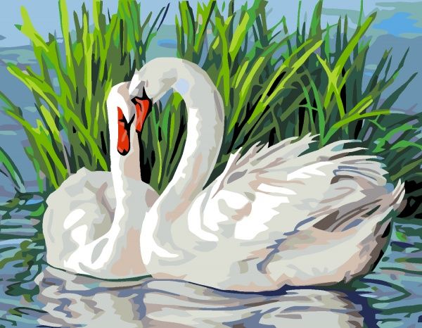 Набір, техніка акриловий живопис за номерами Лебедина пара 35х45 см Rosa Start 