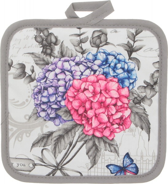 Набір кухонний прихватка і рукавичка Гортензія сірий Luna 