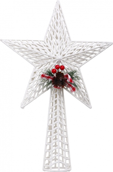 Верхівка для ялинки 37 см HFF20137W глянцева білий 