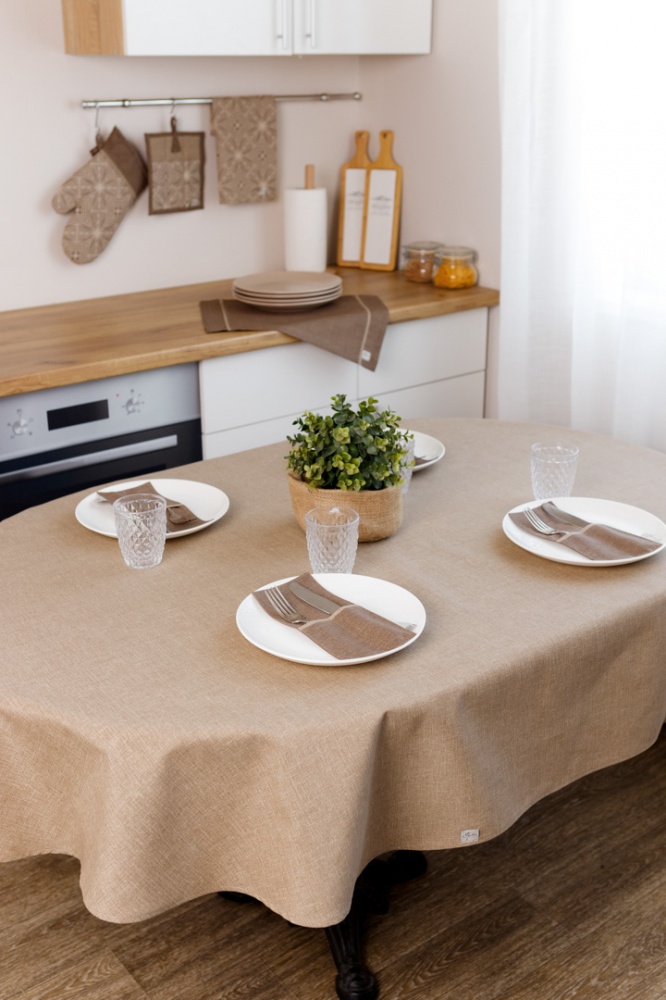 Скатерть овальная 133х240 Корица Мокко Прованс