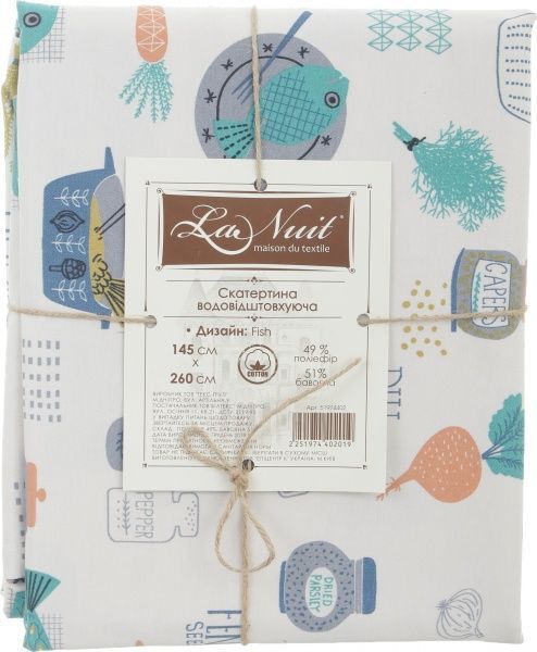 Скатерть Fish 145x260 см белый с принтом La Nuit 
