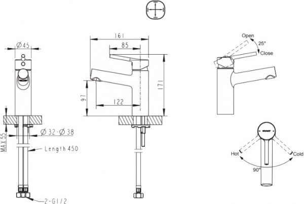 Змішувач для умивальника Bravat Palace F1172217CP-RUS