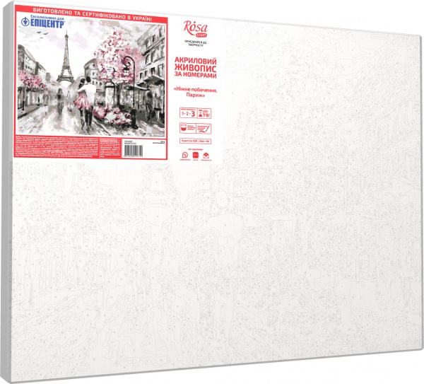 Набір, техніка акриловий живопис за номерами Ніжне побачення. Париж 35х45 см Rosa Start 