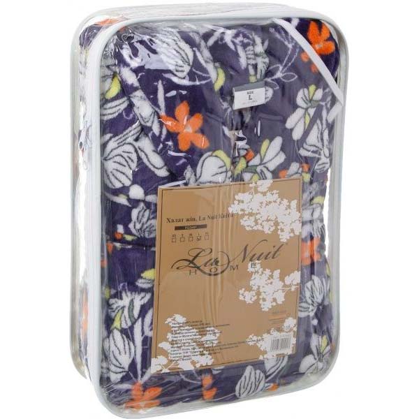 Халат домашний La Nuit Цветы р. XS синий с принтом