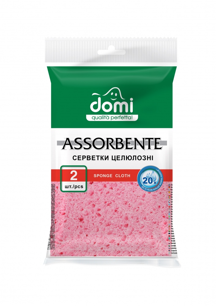 Салфетки целлюлозные Domi 2 шт./уп. розовые