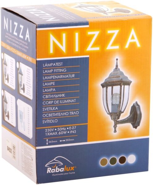 Світильник садовий Rabalux Nizza 8452 60 Вт IP43 стара бронза 8452 
