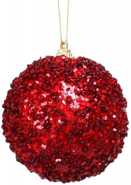 Елочная игрушка в форме шара красная стеклянная 8 см 8 мм красный ABJ404020